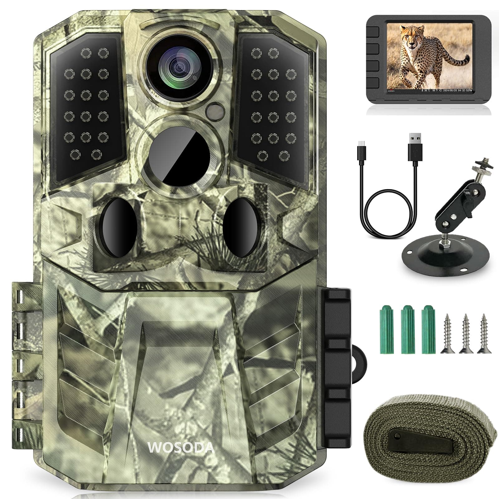 36MP 1920P Trail Camera, Game Camera with Night Vision Motion Activated 0.2s Trigger Time 120° Wide Sensor Deer Cam Waterproof with 2'' LCD for Outdoor Wildlife Monitoring