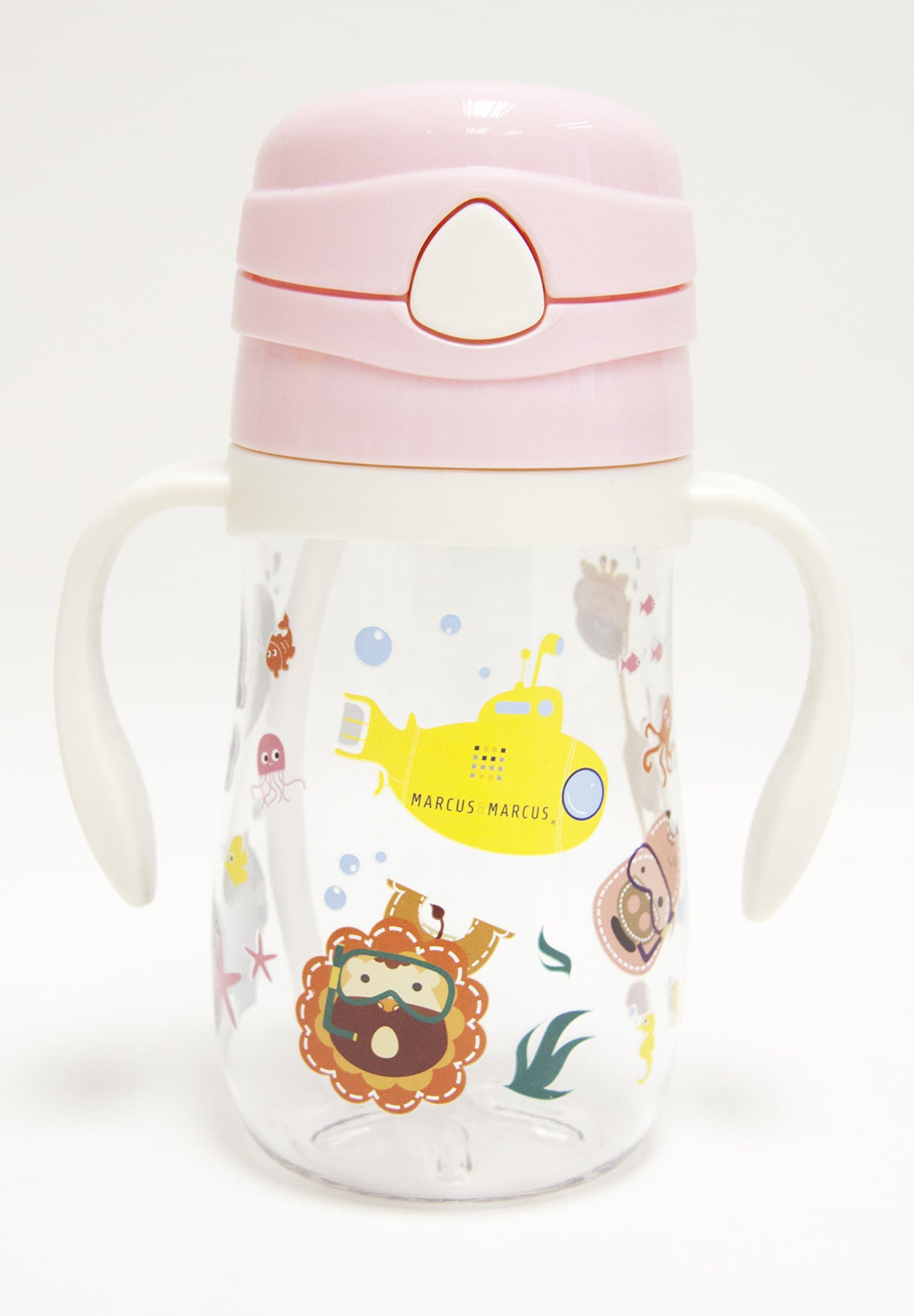 Marcus & Marcus Tritan Straw Water Bottle for Kids, Pig Pokey The Piglet, Pink, 350ml