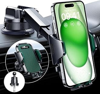 [True Military-Grade] Car Phone Holder [Strongest Suction & Clip] Cell Phone Mount for Dashboard Windshield Vent Truck Accessories Cradle Dash Stand for iPhone 15 14 13 12 Android,Green