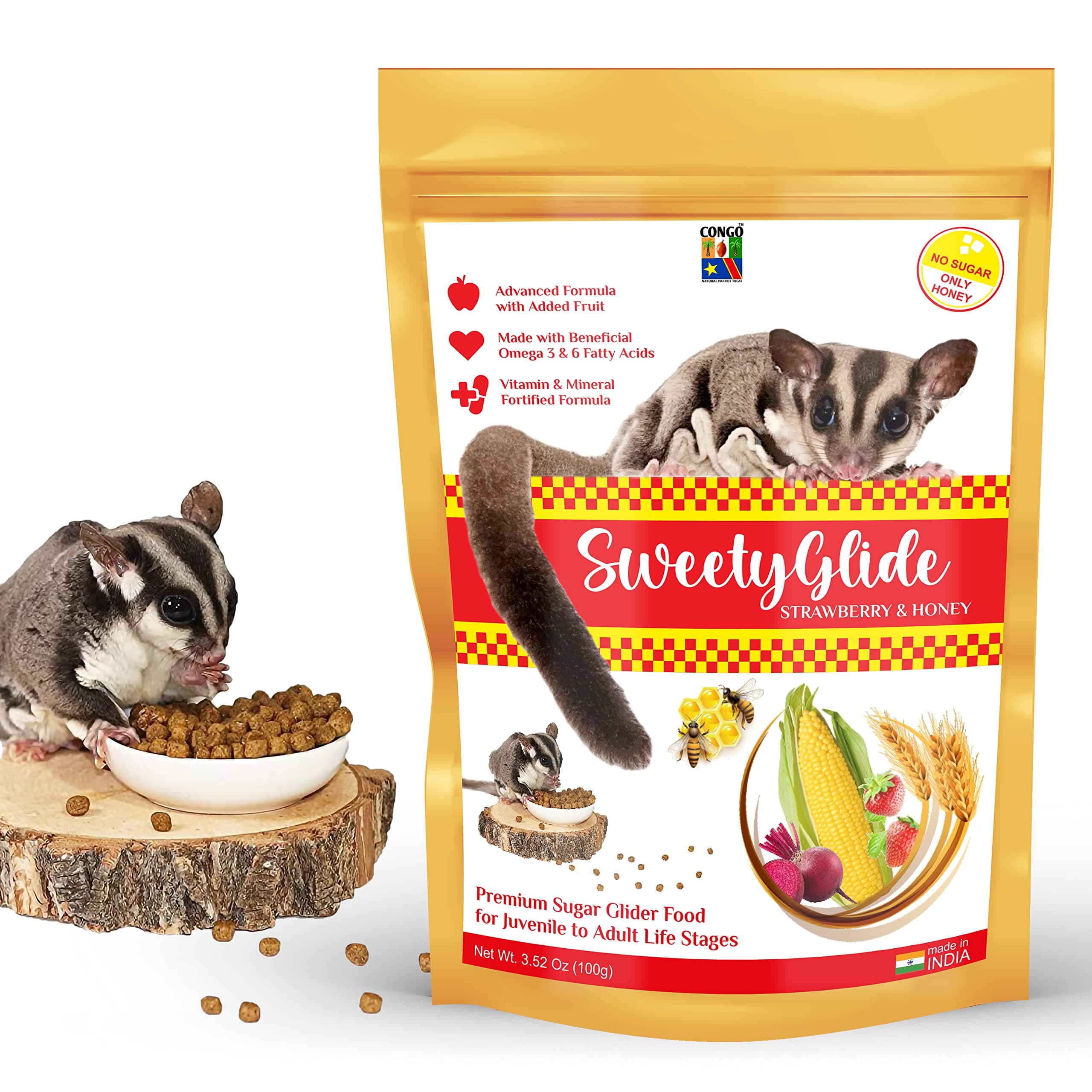 Congo® 100g SweetyGlide Fruit & Honey Advanced Formula Food for Sugar Glider 100gm