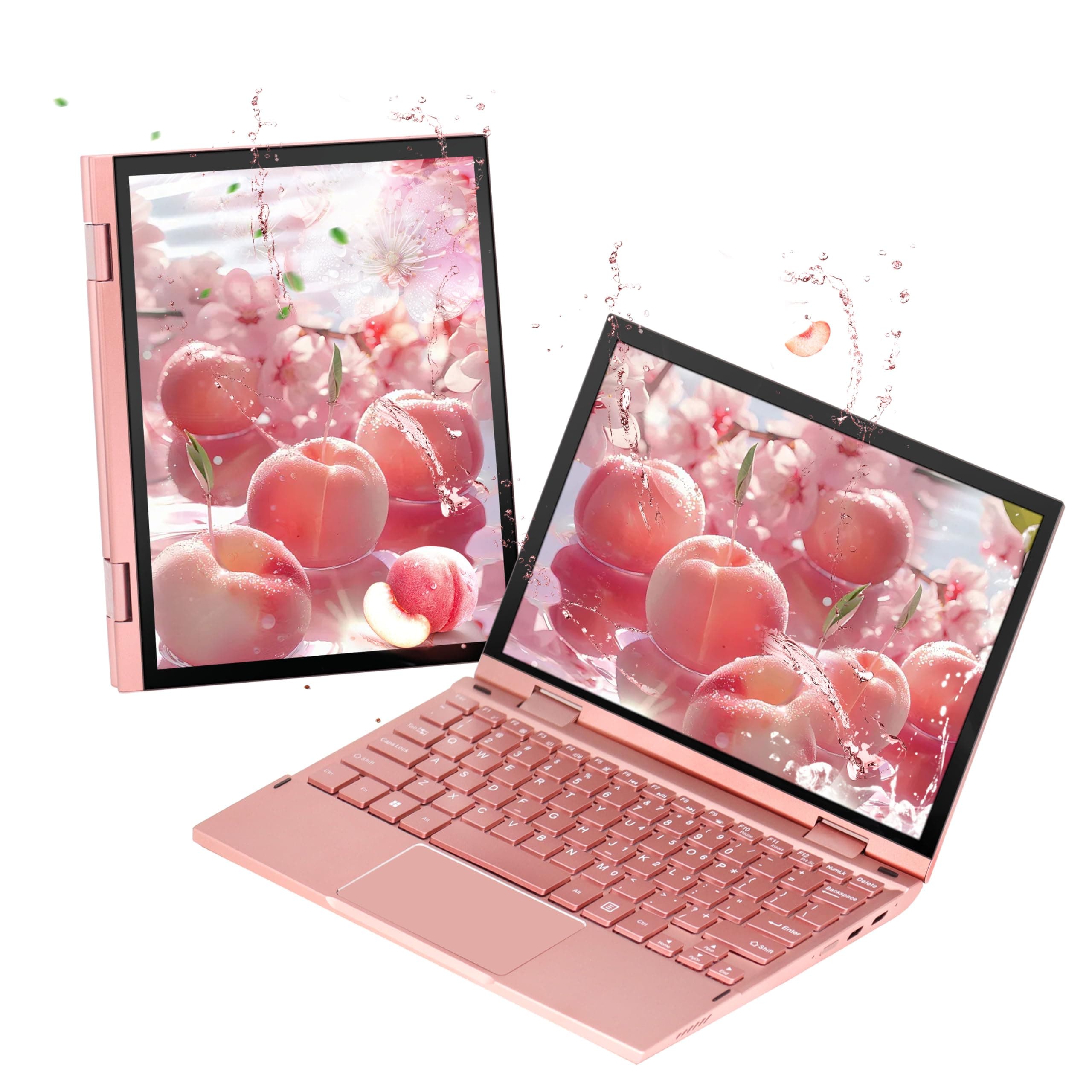 2-in-1 Mini Laptop: 10.95" 2K FHD IPS Touchscreen, Alder Lake N95 CPU, 16GB DDR5 RAM, Ultra-Thin Metal Body, Win 11 PC, Full-Function Type-C, Cooling Fan, Fingerprint, Backlit Keyboard (16G+512G SSD)