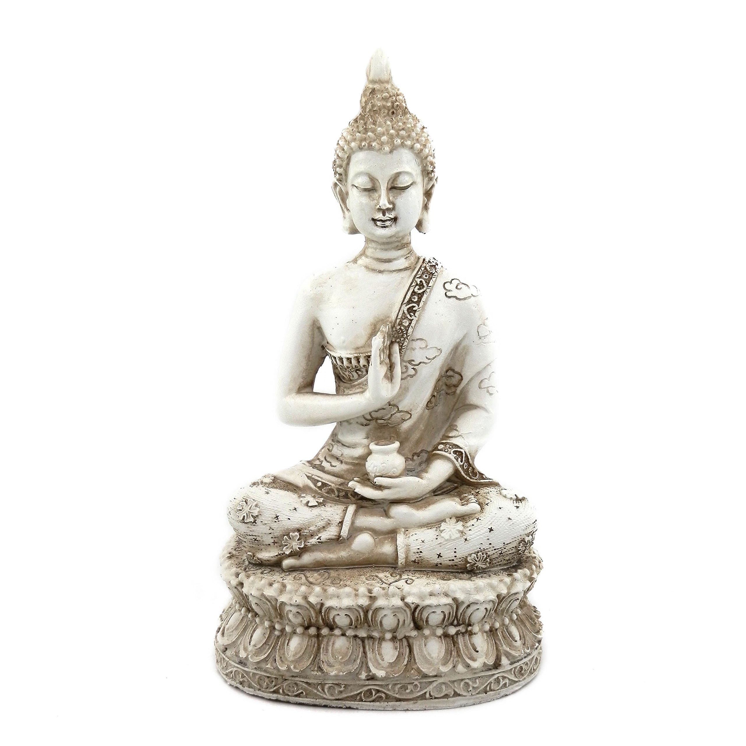 Thai Sitting Buddha Statue for Home Decor Ivory 6.7 "