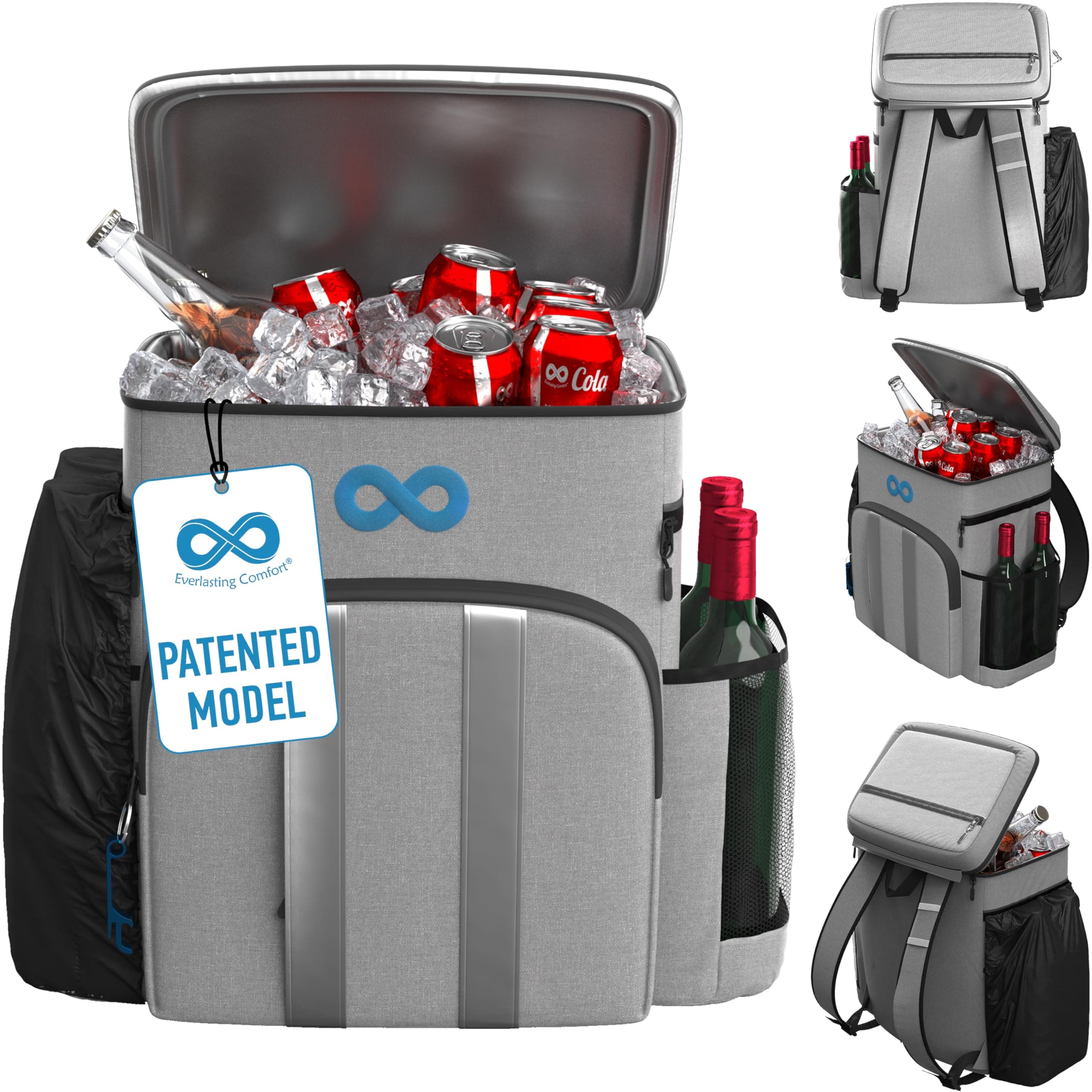 Everlasting Comfort Cooler Backpack - Insulated, Leakproof, Holds 54 Cans/4 Wine Bottles, Cold for 24 Hours - Ideal for Picnics, Beach, Hikes, Camping