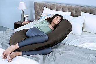 Wakefit Pregnancy Pillow | 3 Month Warranty | Velvet C-Shape Maternity Pillow for Pregnant Mothers, Pillow for Pregnant Women | Charcoal Grey