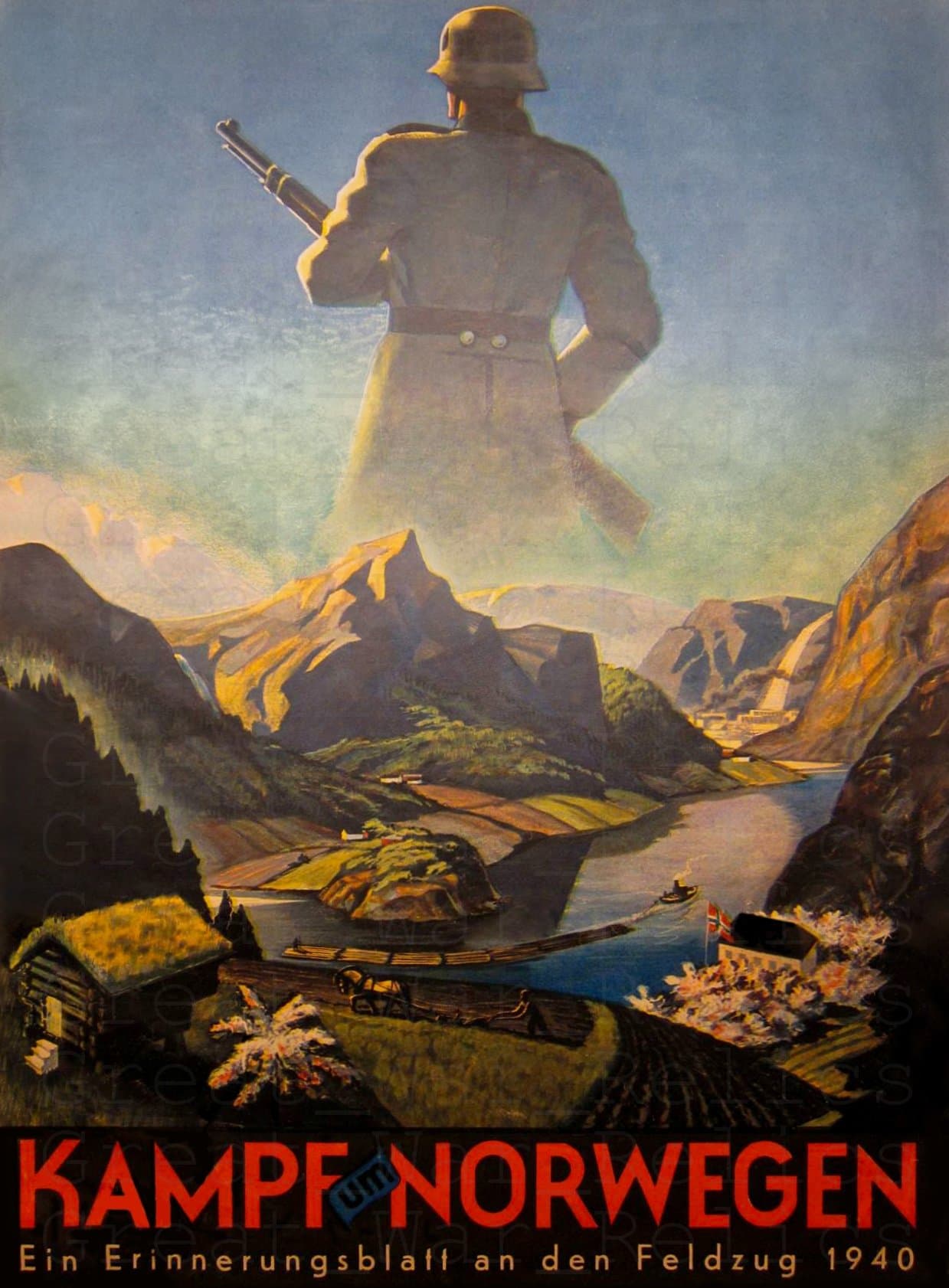 UpCrafts Studio Design WW2 German Propaganda Poster 11.7x16.5 - KAMPF UM NORWEGEN - WWII Norway History Memorabilia Replica - Military veteran gifts wall art decor reproduction