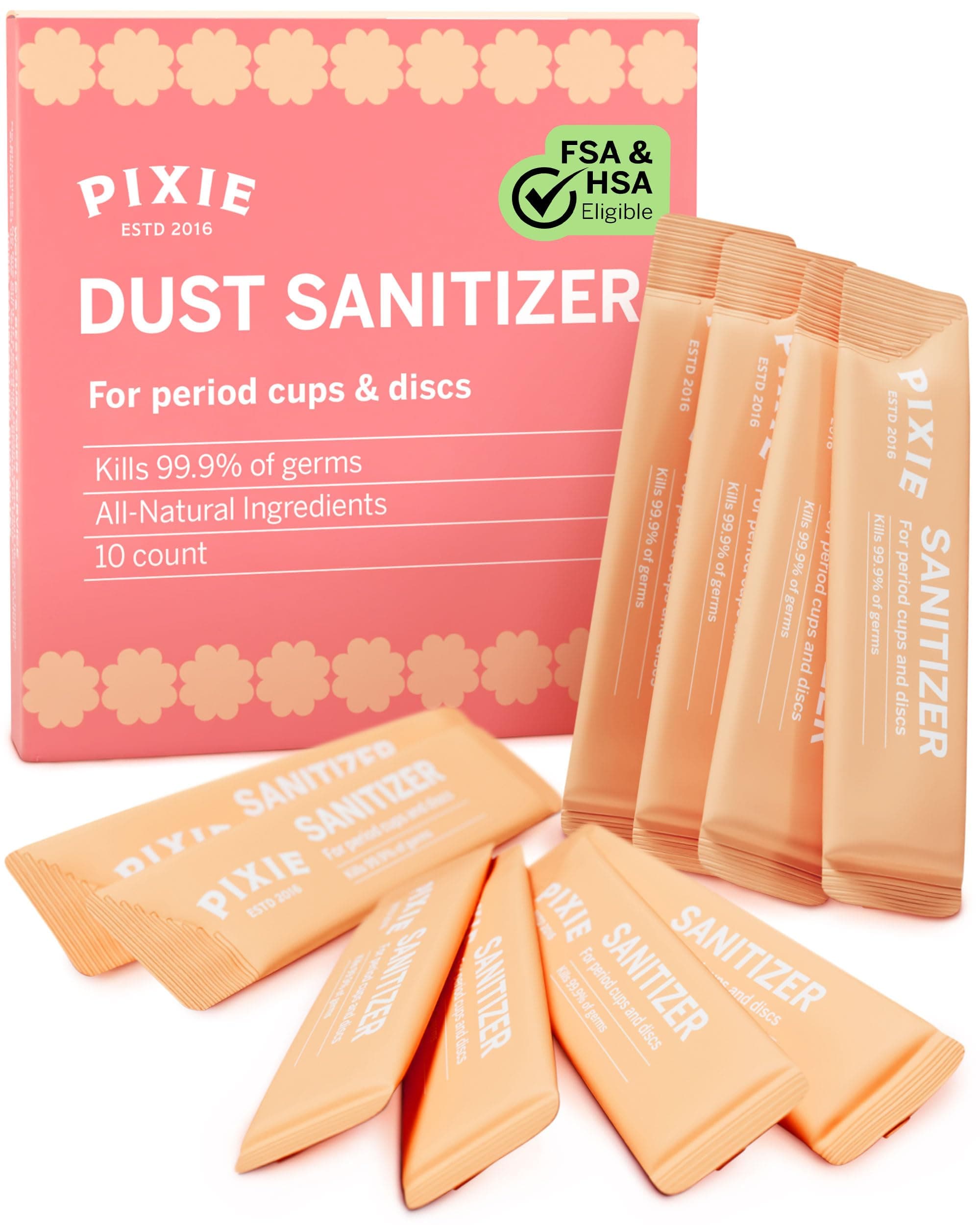 Pixie Cup Dust Menstrual Cup Sanitizer - Menstrual Disc Sanitizer + Period Cup Cleaner - Just add Water - Portable Travel Solution for Feminine Care