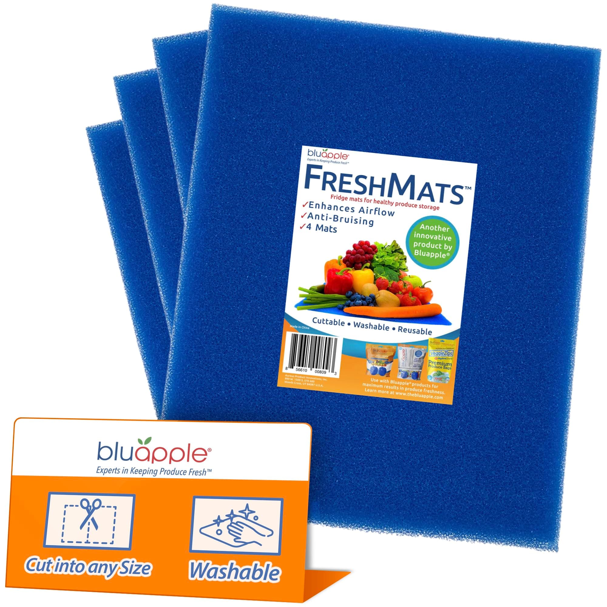 Bluapple FreshMats 4-Pack - 12" x 15" - Blue