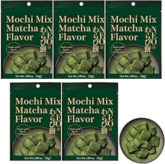 MINOYA WARABIMOCHI Japanese Sweets Wagashi Mochi Made In Japan (5 Packs, Matcha)
