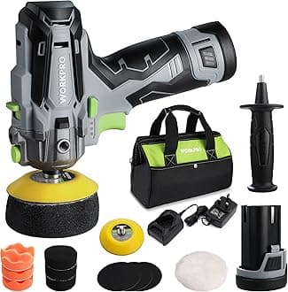 Cordless Buffer Polisher, 12 V Mini Polisher Kit with 2 Li-ion Batteries, Variable Speed Buffer & Sander Machine Kit, Ideal for Car Detailing, Sanding, Polishing, Waxing