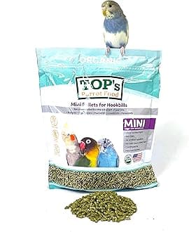 Mini Pellets Bird Food for Budgies, Cockatiels, Parrotlets, Lovebirds, Parakeets - Non-GMO, Peanut Soy & Corn Free, USDA Organic Certified - 1 lb