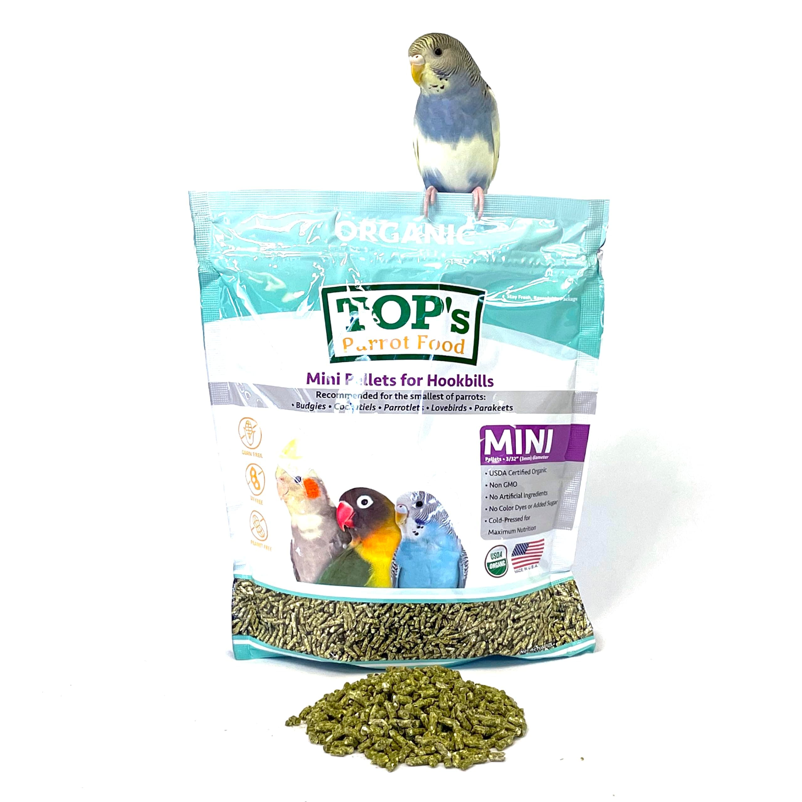 TOPs Parrot Pellets Mini Pellets for Hookbills - - "For Cockeet" "For Cockeet" "For Mamelli" "For Button Cockatiel" "For Parachute"