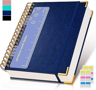 Spiral Notebook Journal 7.6” x 10”, 300 Pages Hardcover Leather Lined Journals for Women Men, B5 Large College Ruled Notebooks with 100 GSM Thick Paper, Spiral Journal for Writing Work School, Navy