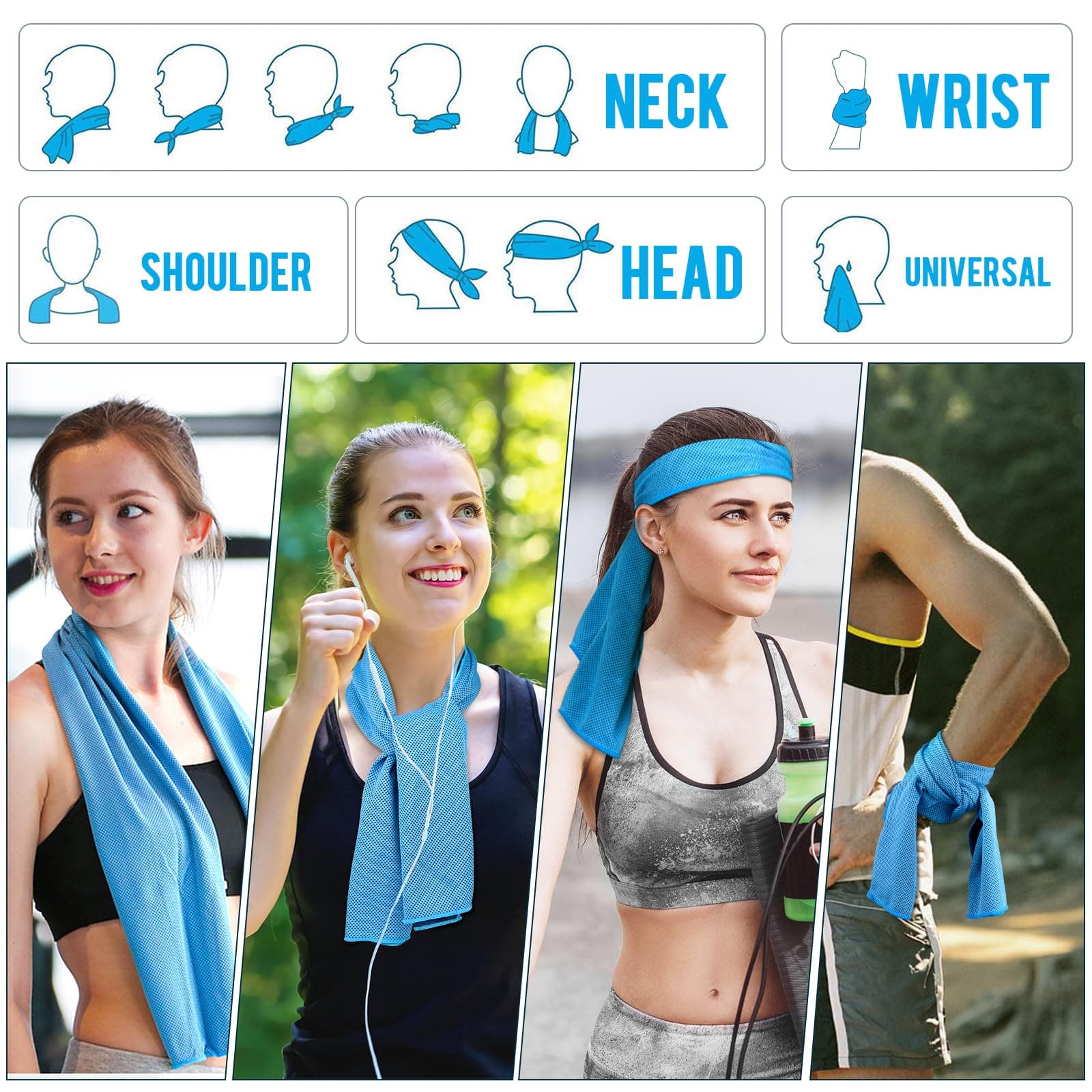 MENOLY 6 Pack Cooling Towel Ice Towel for Neck (80 x 30cm), Microfibre Cool Towel Soft Breathable Chilly Towel for Sports, Gym, Yoga, Camping, Running, Fitness, Workout & More Activities