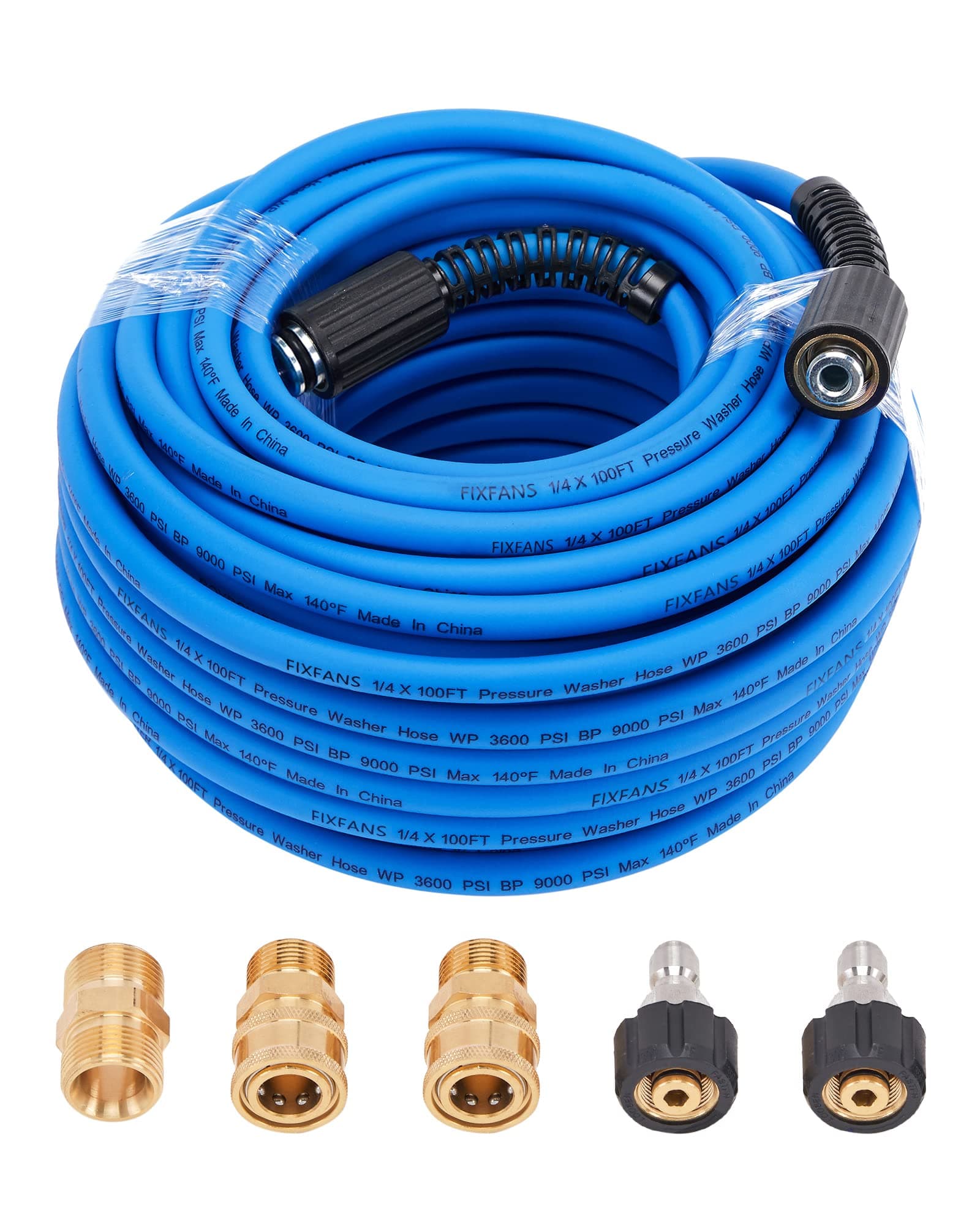 Pressure Washer Hose – 1/4" X 100 FT High Power Washer Extension Hose – Kink & Wear Resistant High Pressure Hose for Replacement – Compatible with M22 Fittings – 3600PSI
