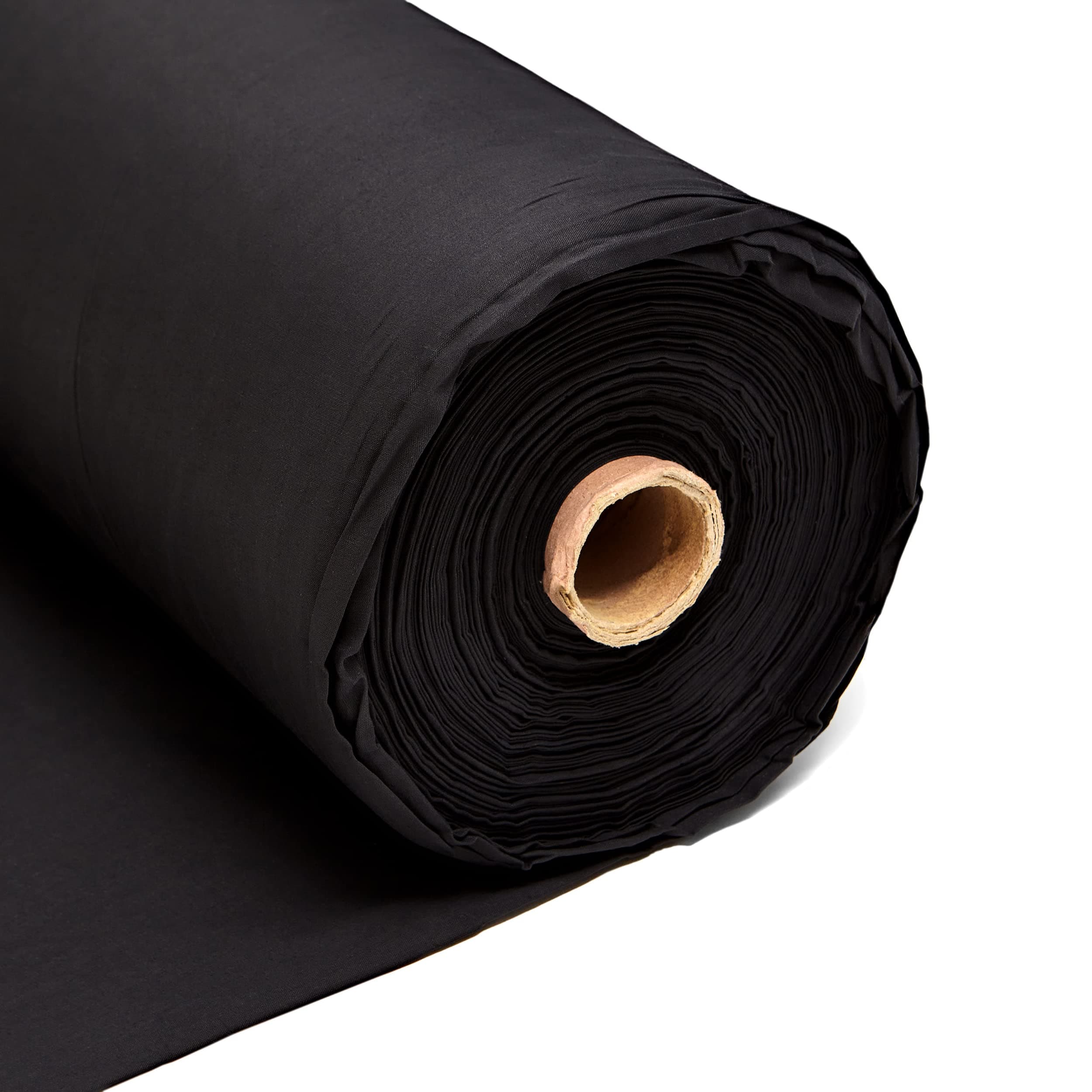 50m Plain Black Calico Fabric – Black Dyed 100% Cotton Material – 225GSM 60" Inch 150cm Wide – Great for Sewing, Curtain Linings, Quilting & Totes – Discount Fabrics Limited