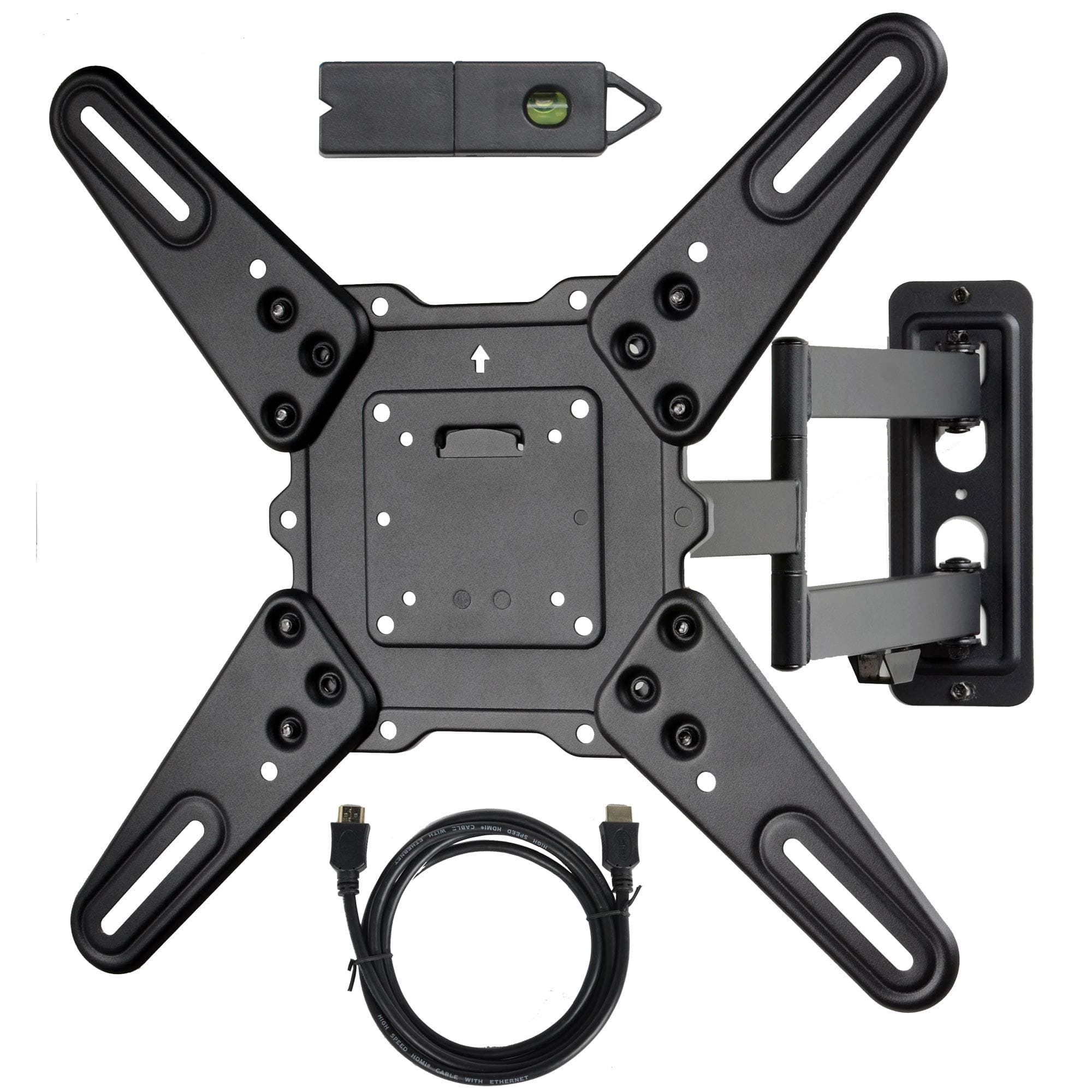 ML531BE2 TV Wall Mount kit with Free Magnetic Stud Finder and HDMI Cable for Most 26-55 TV and New LED UHD TV up to 60 inch 400x400 Full Motion with 20 inch Articulating Arm WT8