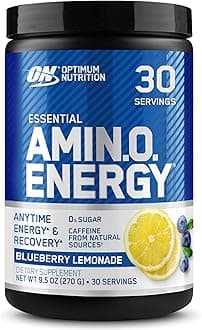 Optimum Nutrition Amino Energy - Pre Workout with Green Tea, BCAA, Amino Acids, Keto Friendly, Green Coffee Extract, Energy Powder - Blueberry Lemonade, 30 Servings (Packaging May Vary)
