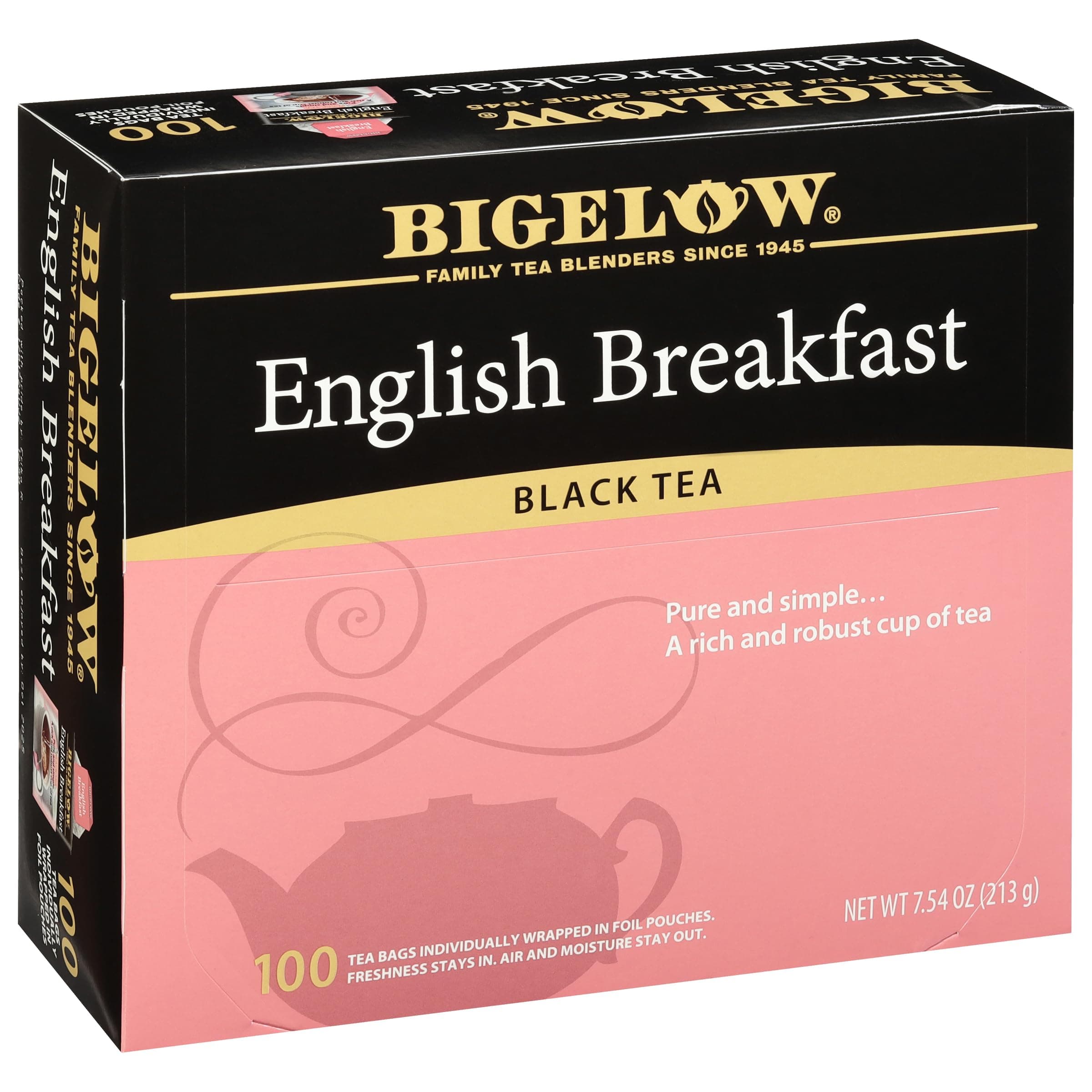 Bigelow English Breakfast Black Tea, Caffeinated Tea, 100 Count Box (Pack of 1)
