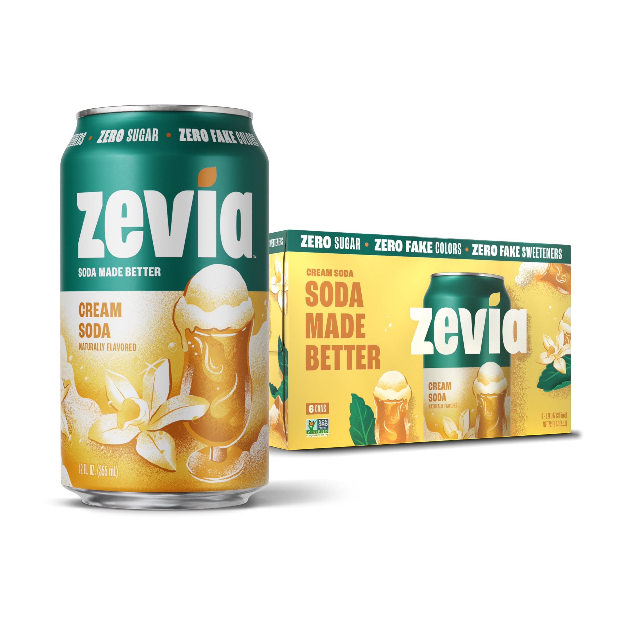 Zero Calorie Soda, Cream Soda, 12 Ounce Cans (Pack of 6)
