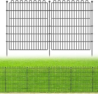 5 Panels No Dig Decorative Garden Fence for Yard, 32 in(H) X 11.8 ft(L) Animal Barrier Fencing for Outdoor Dog, Metal Portable Garden Fences for Borders, Pets, Landscape, Temporary Fence