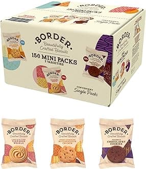 Border Biscuits 150 Packs, Mini Multipacks Biscuits Box, 3 Flavour Variety Luxury Biscuits, Single Serve Pack, Biscuits Individually Wrapped, Bulk Biscuits and Cookies, Biscuits Gift