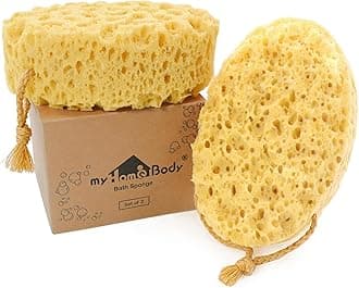 myHomeBody Premium Bath Sponge, Foam Loofah Sponge, Body Sponge for Shower – Large Size, Lots of Lather, Oval, 2 Pack