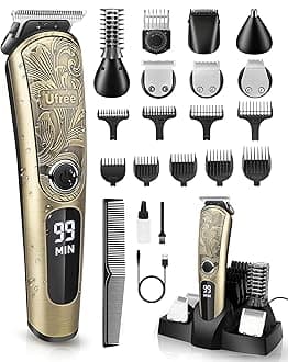 Ufree Gifts for Men, Beard Trimmer with Charging Stand, IPX7 Waterproof Electric Razor Shavers for Men, Clippers for Hair Cutting, Mens Grooming Kit for Mustache Nose Facial Body
