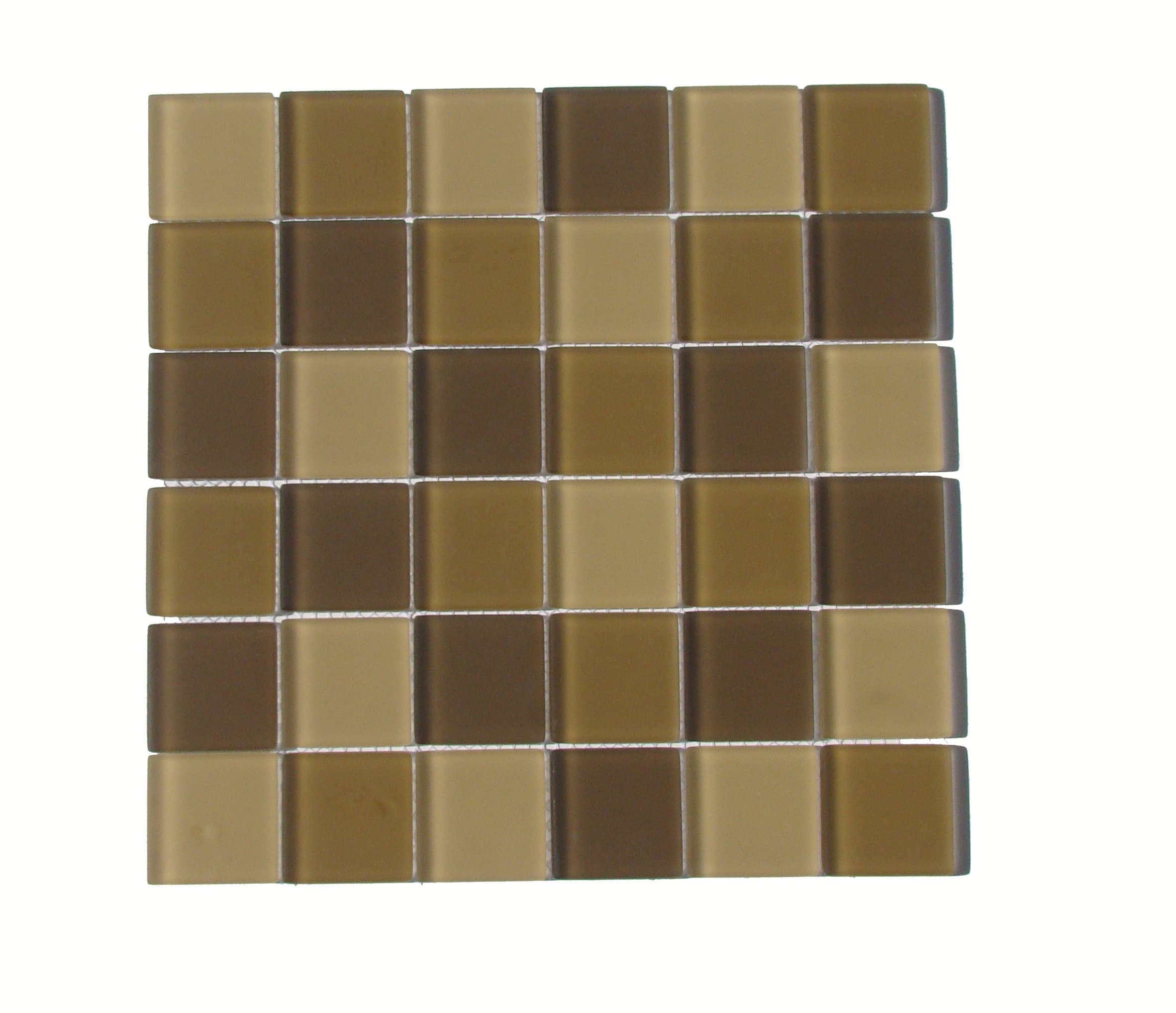 Interceramic INSBM2X2DES Shimmer Blends Glass Mosaic Tile, 2-by-2-Inch Tile on a 12-by-12-Inch Mosaic Mesh, Desert Matte