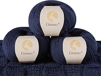 100% Merino Wool Yarn, 6-Ply Luxurious and Soft Yarn for Hand Knitting & Crocheting, 1.76 OZ/50g, 127 yds/116 Meters (Navy Blue, 3 Balls)
