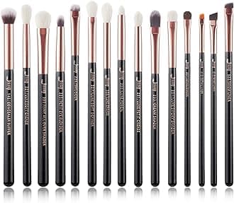 15Pcs Professional Makeup Brushes Set Make up Brush Tools kit Eye Liner Shader Wood Handle Natural-synthetic Hair Brushes Pearl Black/Rose Gold T157