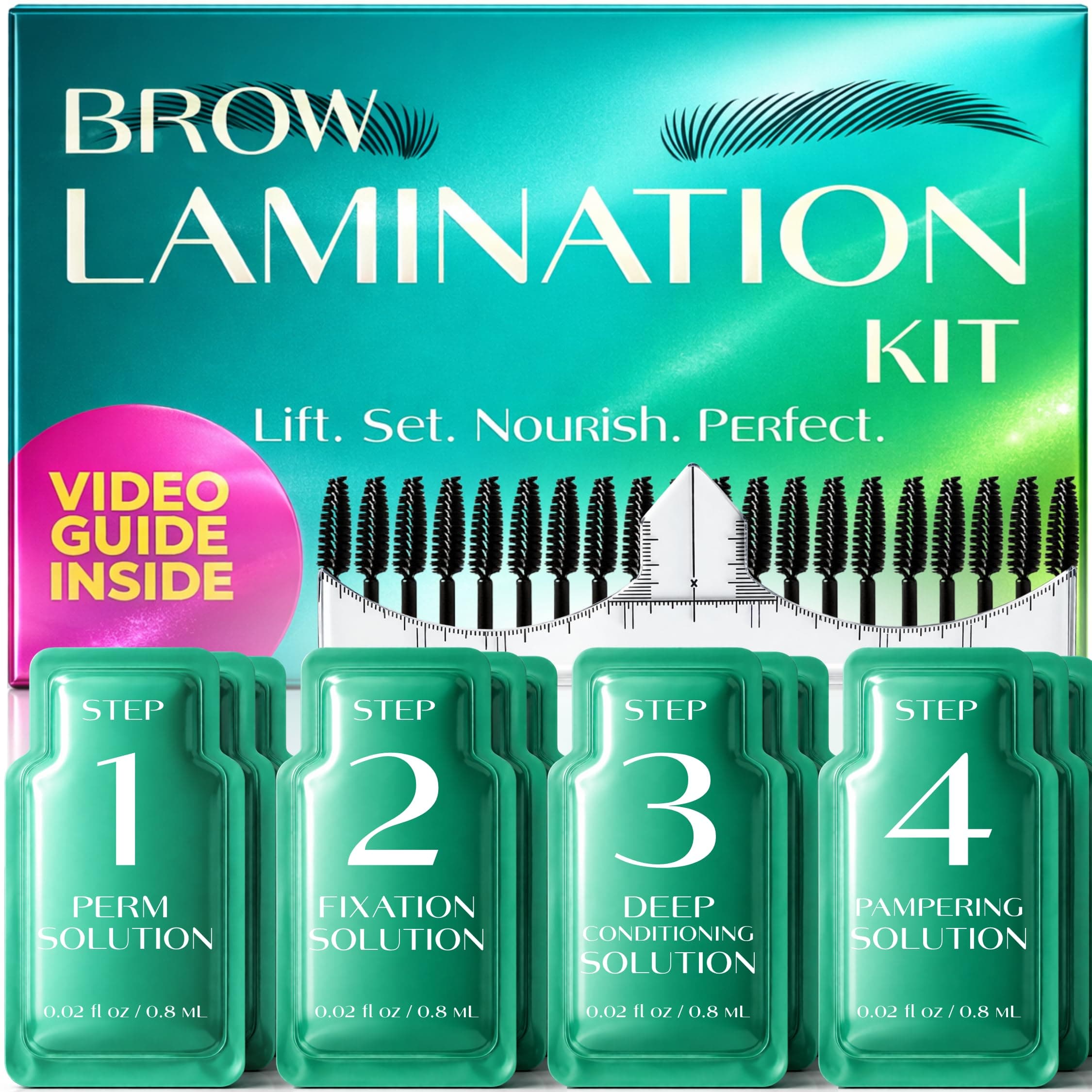Brow Lamination Kit and Tint Ready System – Professional Eyebrow Lamination Kit for Women, At Home Brow Lift Kit with Perm, Eyebrow Tinting Kit Compatible, Brow Shaping Tools, Rulers, Brushes & Serum