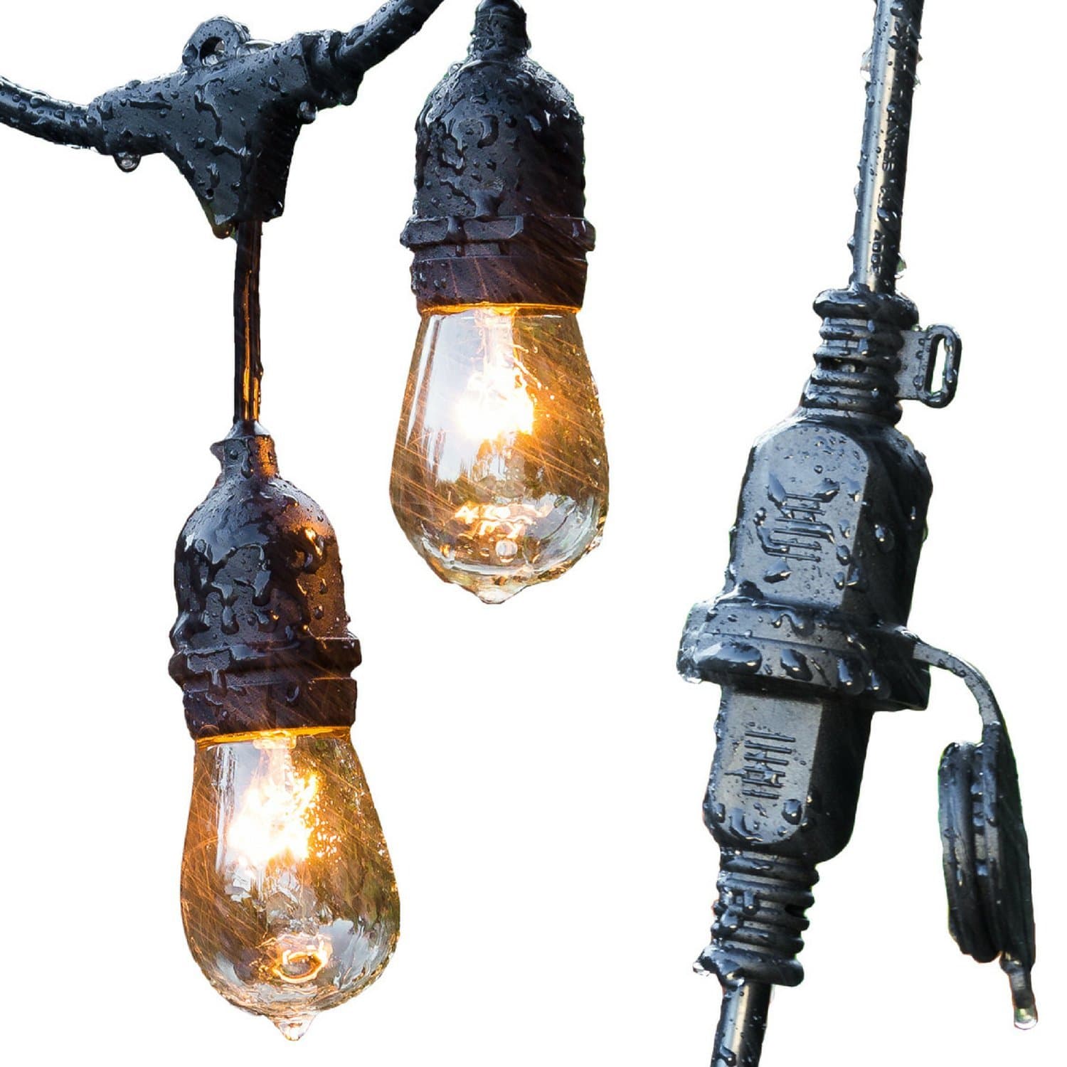 Advanced Outdoor String Lights Incandescent 24 Bulb - 11 Watt S14 Style Dimmable Bulbs - 48 ft, Seamless Design, Commercial Grade Lighting, Weatherpoof Technology - 5 Year Warranty