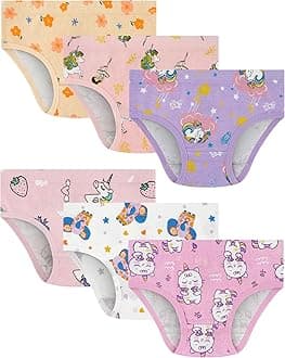 JAHSIYI 100% Cotton Girls Underwear Tagless Comfort Toddler Panties (6-Pack)