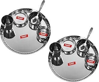 Stainless Steel Royal Dinner Set (12 Pieces, Silver), Modern