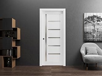 SARTODOORS Quadro 4088 Interior Door Slab 18 x 80 in, White Frosted Glass, Solid MDF Core, Unfinished for Hardware