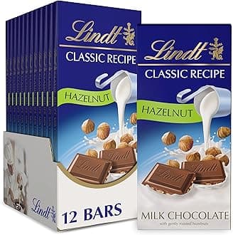 Lindt CLASSIC RECIPE Hazelnut Milk Chocolate Bar, Milk Chocolate Candy, 4.4 o...