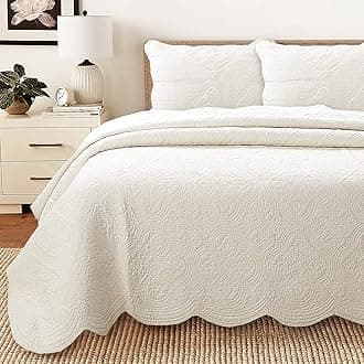 Cozy Line Home Fashions 100% Cotton Medallion Off White Matelasse Embossed Bedding Quilt Set, Reversible Lightweight Bedspread, Coverlet for All Season (Ivory, Oversized King - 3 piece)