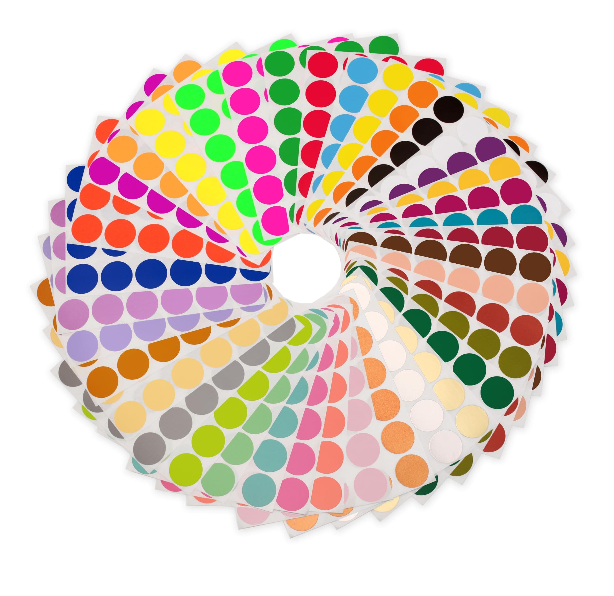 3/4 Inch Circle Sticker Labels, Easy to Write On Round Sticker Label, High Visibility Permanent Adhesive Labels - 38 Assorted Colors Sticky Dots