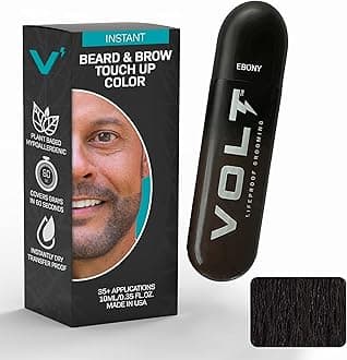 Grooming Temporary Instant Beard Color for Men, Quick Drying Plant-Based Brush On Beard, Hair, Mustache & Eyebrow Color, Safe for Sensitive Skin, Ebony Brown/Black, 1 Pack, Up to 35 Applications