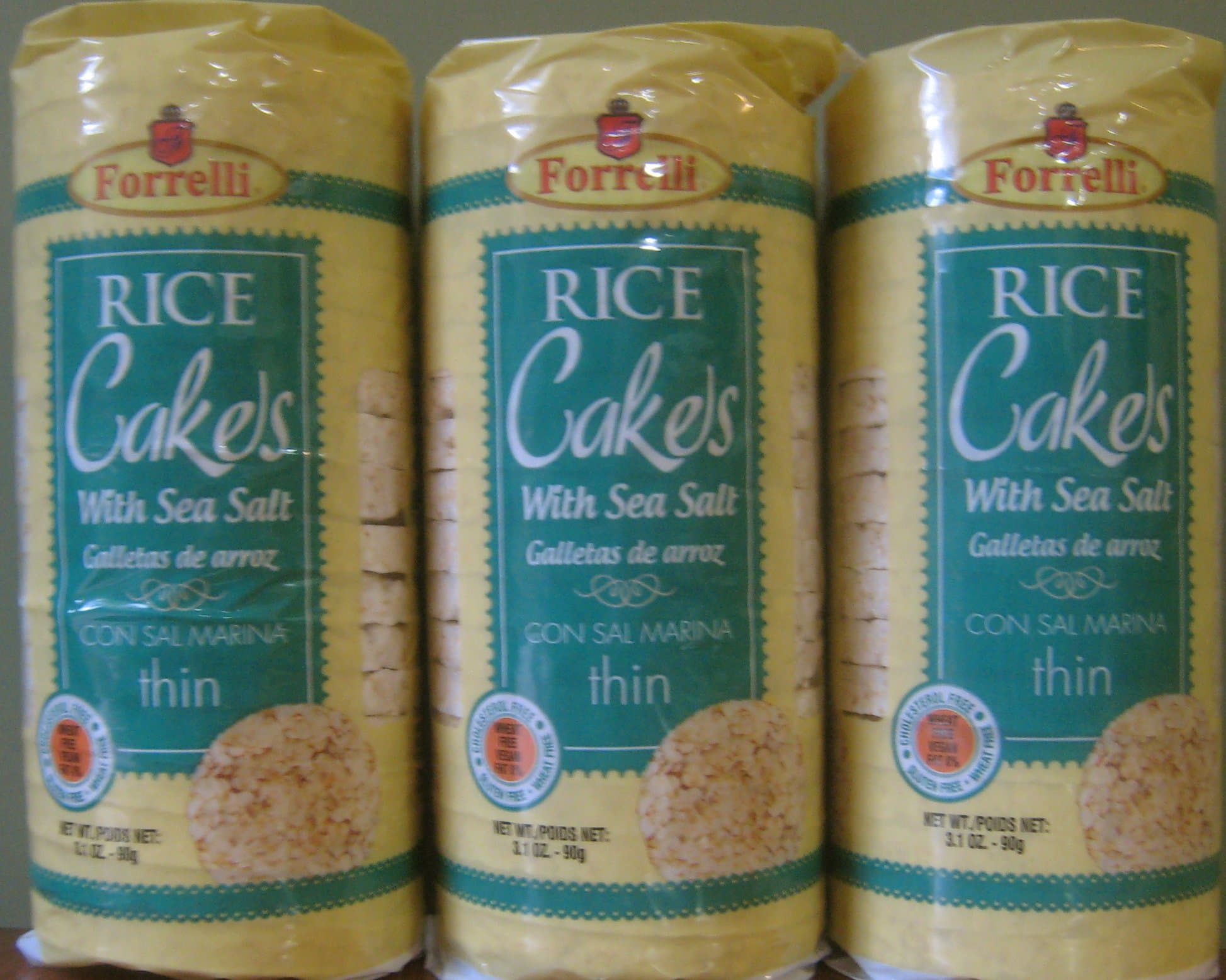 Forrelli Rice Cakes with Sea Salt 3.1oz (Pack of 3) - Gluten Free & Vegan (Sea Salt)