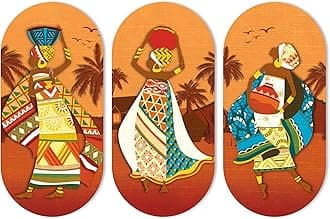 Artvibes African Women Dancing Wooden Wall Hanger for Home | Office | Living Room | Gift | Modern Decoration Items | Kitchen Wall Decor | Artworks (WH_9009N), Set of 3