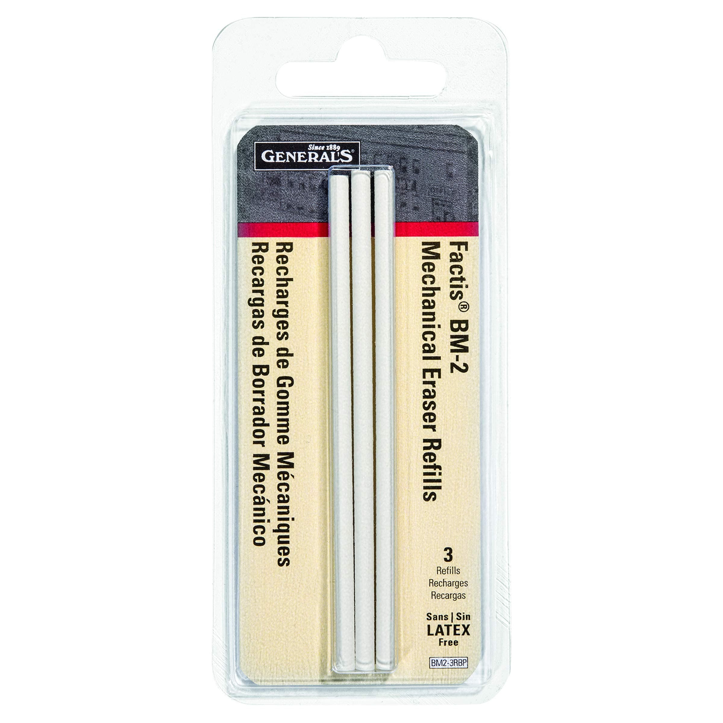 DariceFactis Pen Style Eraser Refills 3Pcs Carded, White, Pack of 1