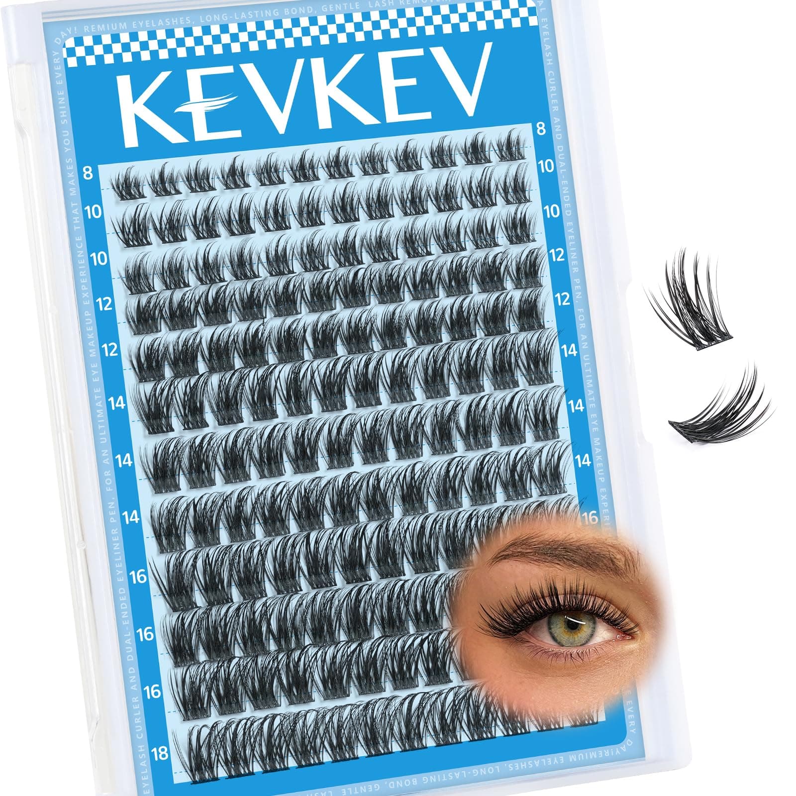 Lash Clusters 144 Pcs Eyelash Clusters Wispy Natural Cluster Eyelash Extension Thin Band & Soft Mix Length Lashes DIY Lash Extensions at Home Easy to Apply(Cloudy,8-18mix)