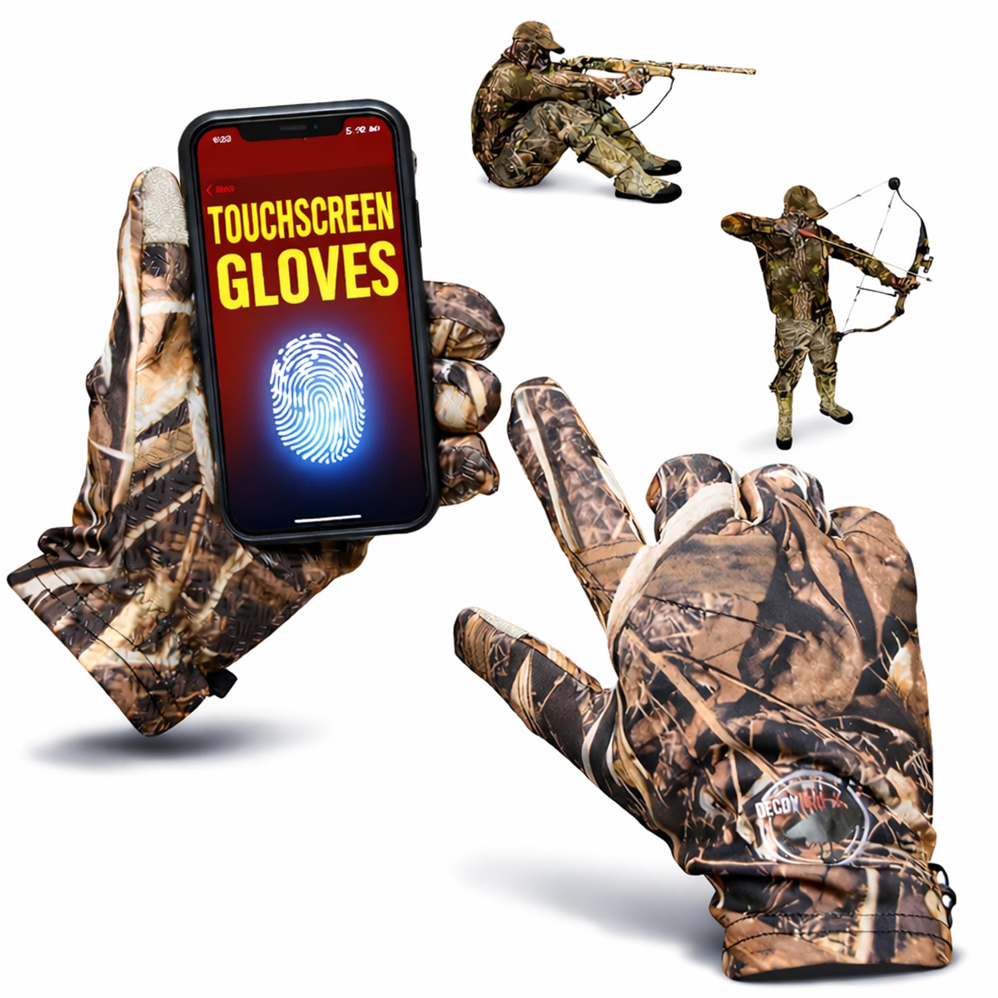 DecoyPro Men’s Camo Touchscreen Hunting Gloves – Lightweight, Thin, High-Performance Hunting Gear – L/XL