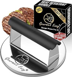 Gourmet Easy Burger Press Stainless Steel Burger Smasher with Heat-resistant Handle Dishwasher Safe Burger Press Professional Patty Press Perfect for Grilling/Roasting Meat Smash Burger Press