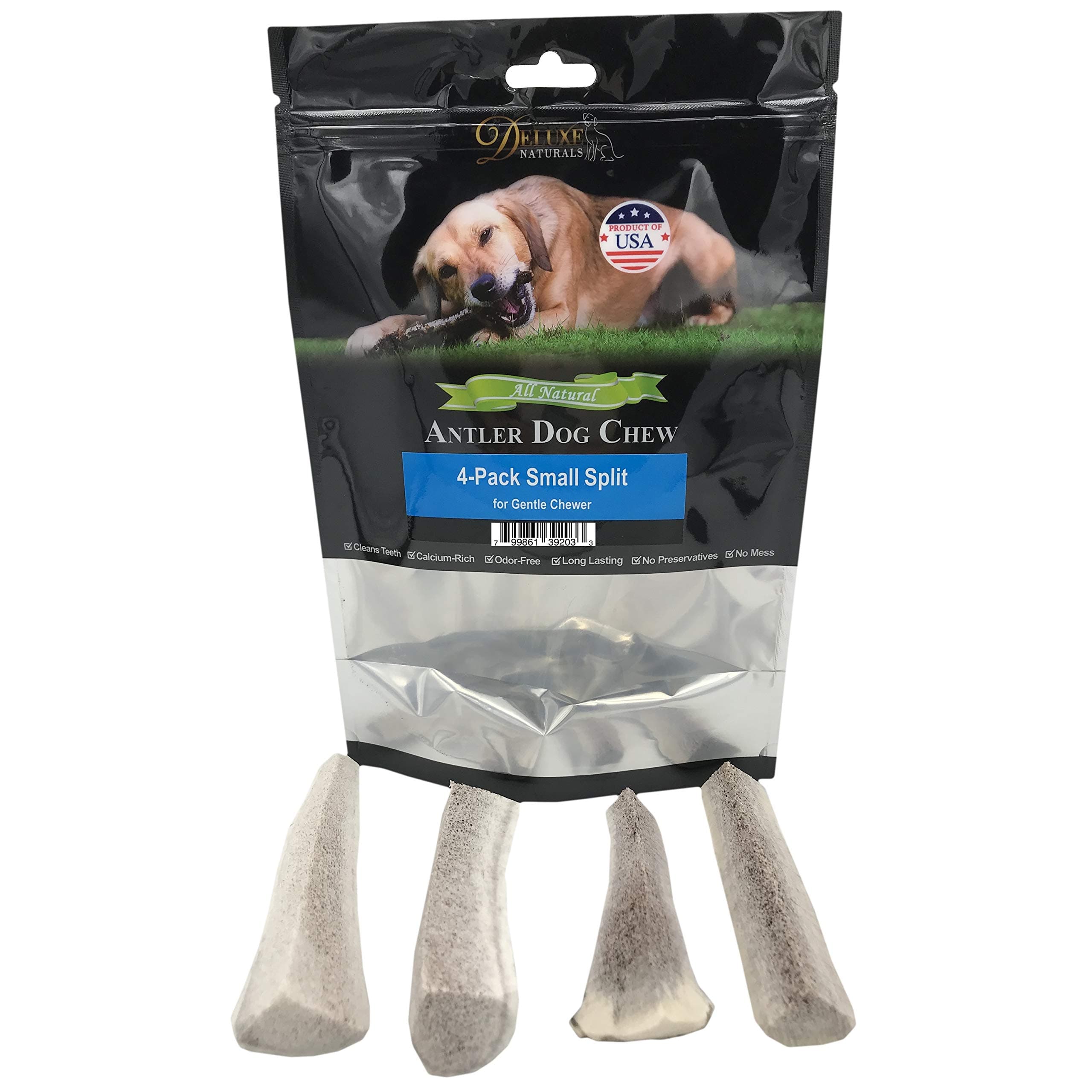 Deluxe Naturals Split Elk Antler Dog Chew, Small, 4-Pack