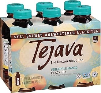 - Tejava Pineapple Mango Black Tea, 6 Pack 16.9 oz PET, Unsweetened, Ready-to-Drink Premium Iced Tea