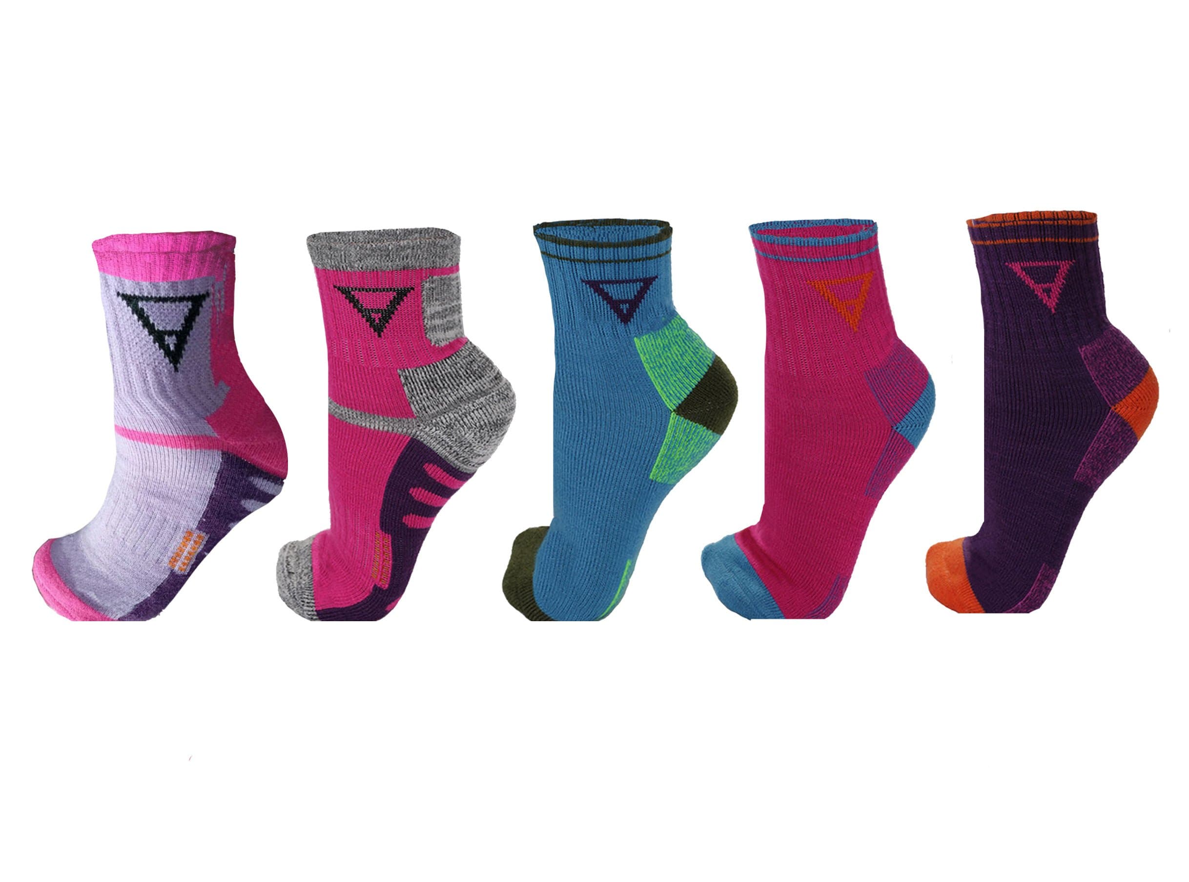 Hiking Socks 4 Pack - Womens/Mens Multi Performance Outdoor Wool Blend Sock (Small, Multi - 5 Pack)