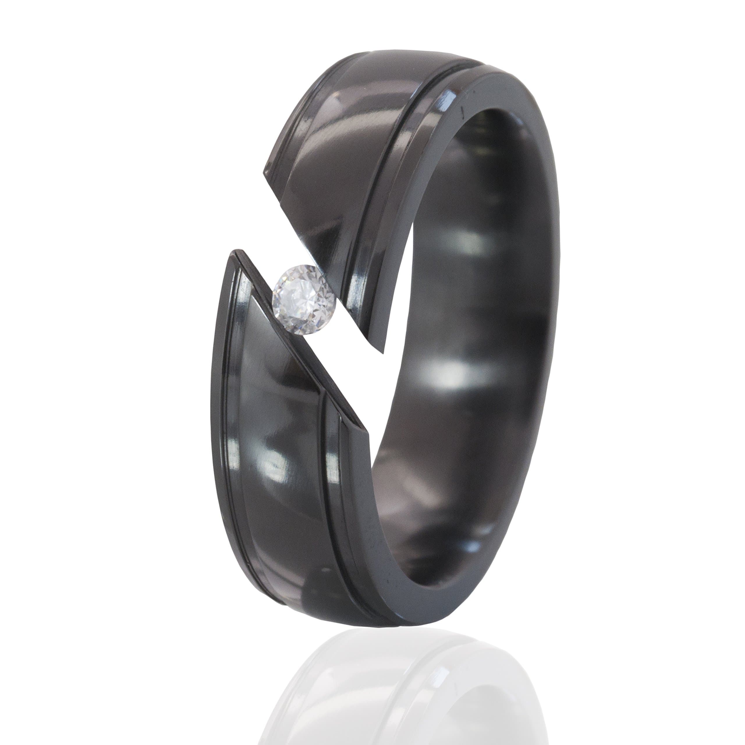7mm Tension Set Black Zirconium Ring