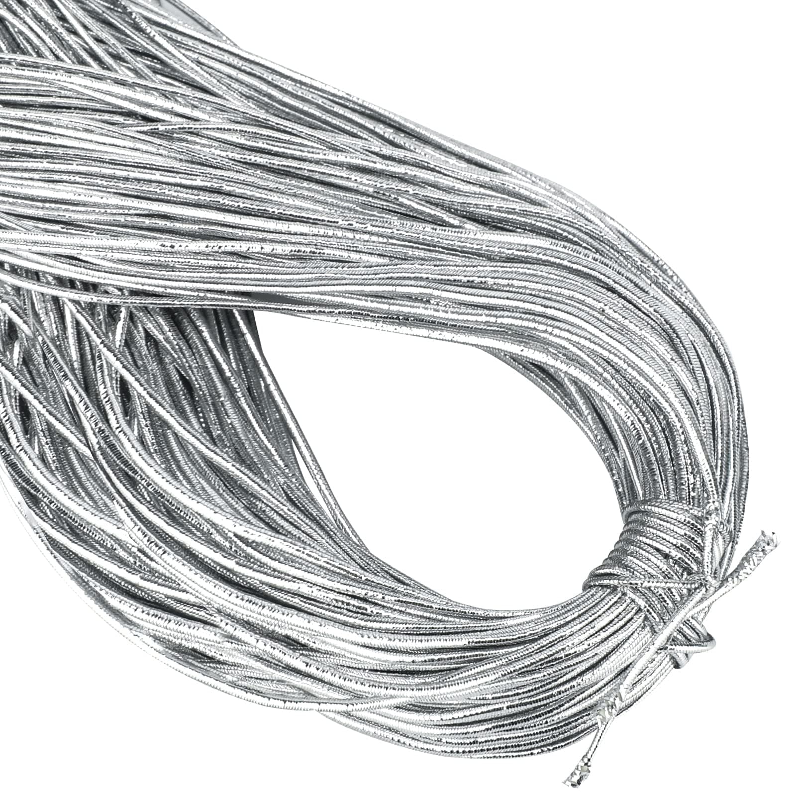 joycraft131 Yards Metallic Elastic Cords -1MM Silver Stretch Cord Rubber String for Craft Making Gift Wrapping, Jewelry Making, Necklaces and Beading